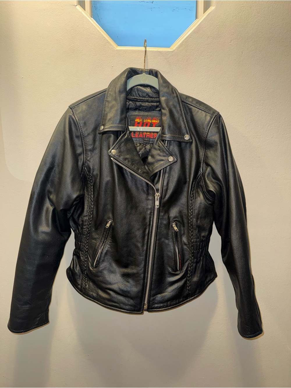 Women's Black Leather Biker Jacket